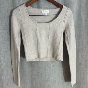 Women’s Scandi Girl Normcore Neutral Scoop Neck Sweater Size Small